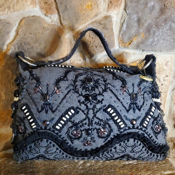 Nwt Mary Frances Beaded Celestial Cell Phone Bag Clutch Crossbody Star Moon